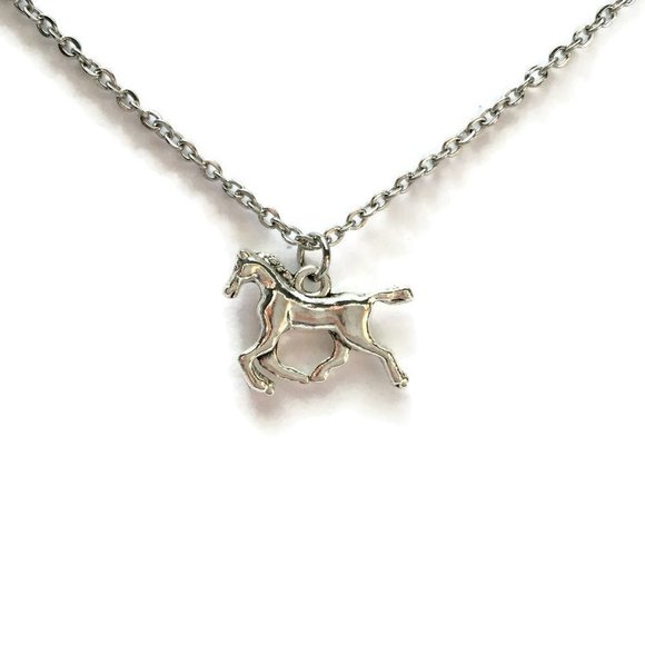 🐴 Horse Pony Necklace Tibetan Silver charm Stainless Steel chain 🐎 4for$20 - Picture 2 of 7